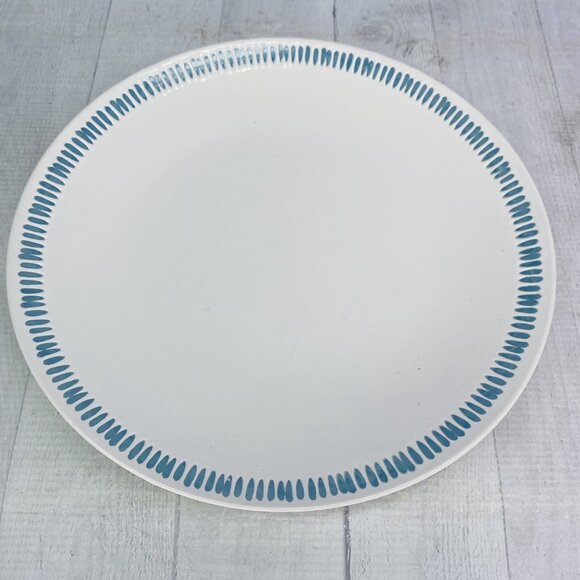 Rachael Ray SUN DAISY L008 Handpainted Blue Lines Stoneware Dinner Plate Set 4 - Picture 6 of 16